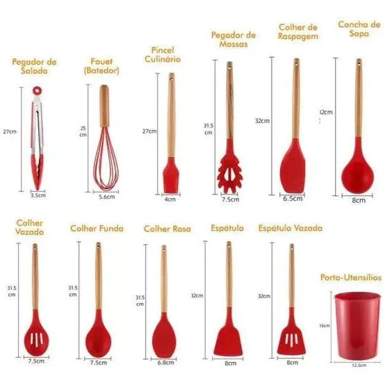 Kit de Utensílios de Cozinha de Silicone